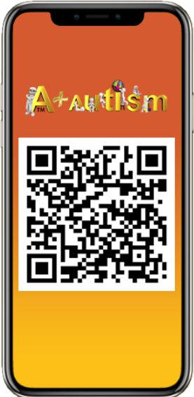 iPhone showing the A+ Autism App Store QR code